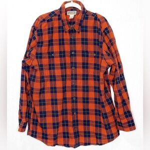 Duluth Trading Free Swingin Flannel Men’s XLT Rust Navy Plaid Pocket Button Down